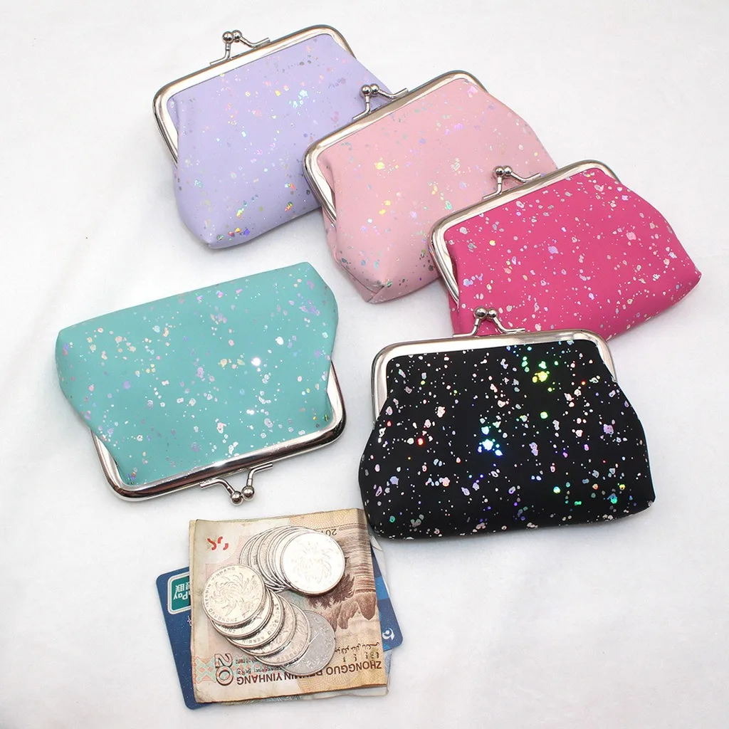 Pu Coin Purse  Card Holder Pouch Kiss Lock Clasp Purse Star Dot Vintage Coin Purse For Daily Outing Shopping Dating