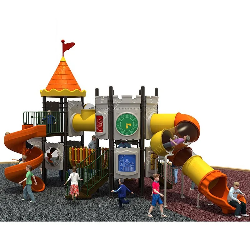Castle Style Kids Slide for Outdoor Playground Amusement Park Garden School Residential Area LLDPE Plastic Educational Equipment