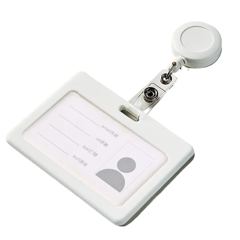 

Retractable ID Tag Employee's Work Card Holder Pass Card Working Permit Case Sleeve Badge Holder Clips Set Protector