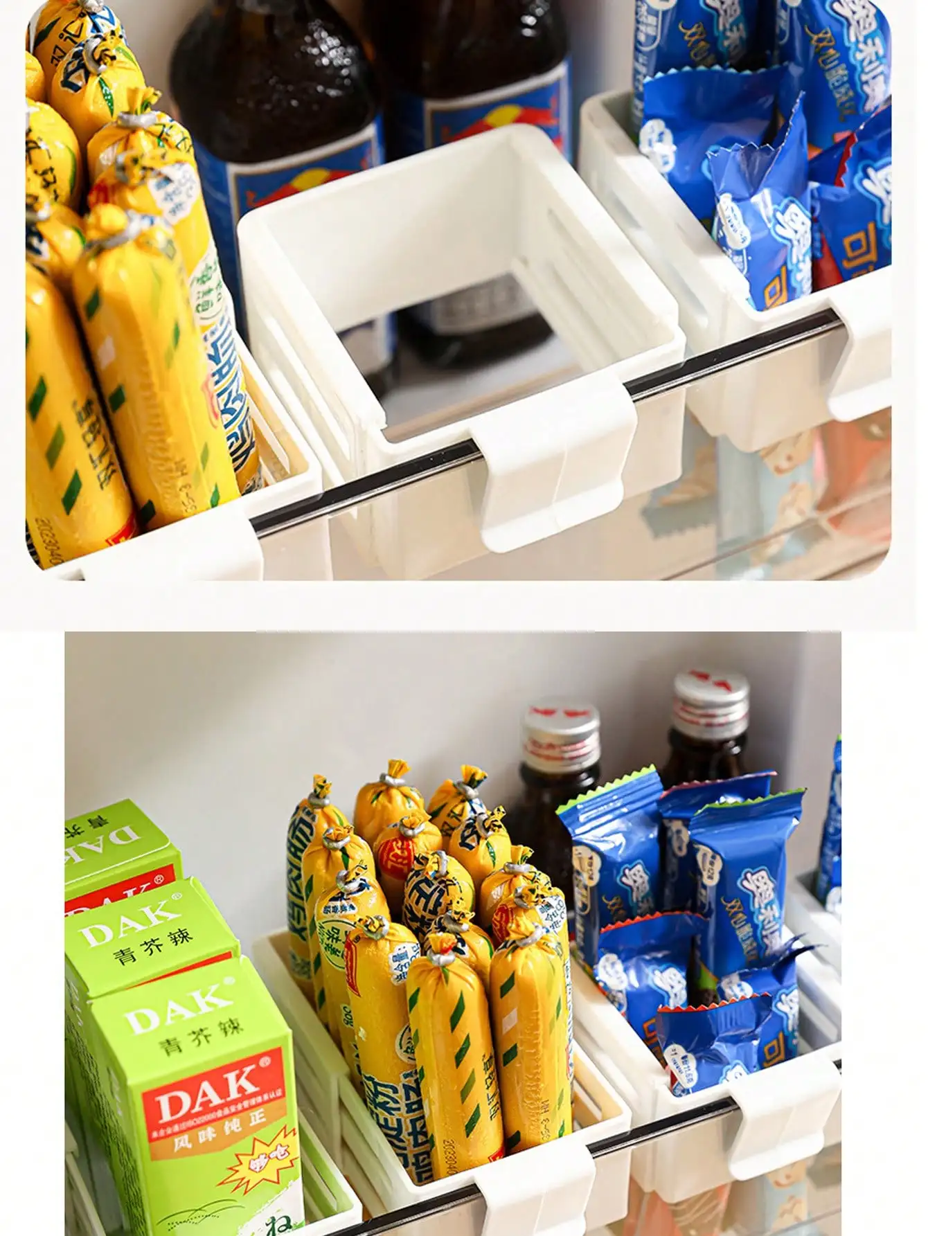 1Pc Adjustable Refrigerator Side Door Storage Box Fridge Divider Retractable Fridge Door Organizer Clip Separators Grid Dividers