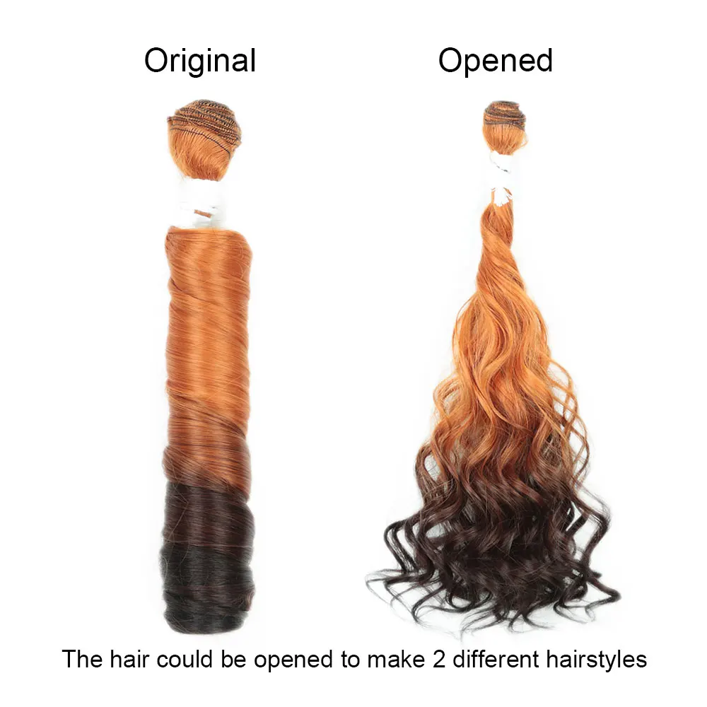 Alibaby 3Pcs/Lot Loose Wave Hair Extensions Ombre Hair Weaving 18 Inch Synthetic Ponytail Hair Bundles Full to End