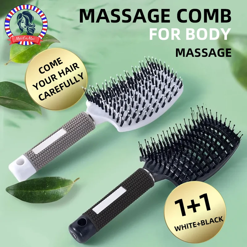 2er-Pack Salonborsten-Haarbürste für die Kopfhautmassage |   Entwirrt nasses/lockiges Haar mühelos |   Magisches Haar- und Körpermassagegerät für Frauen