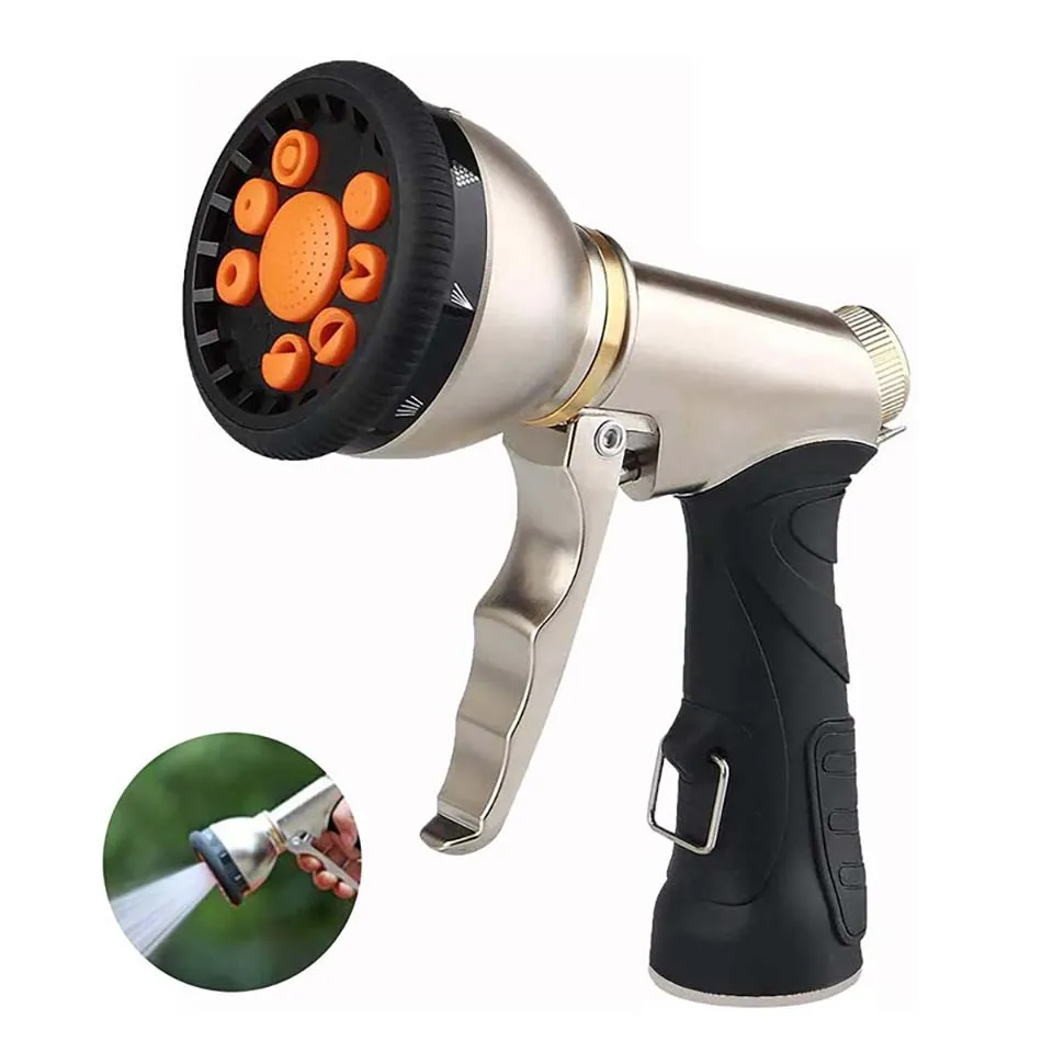 Multifunctional Car Wash & Garden Hose Nozzle Spray Gun,Heavy Duty Metal Body Rustproof Durable Watering Tool for Auto and Lawn