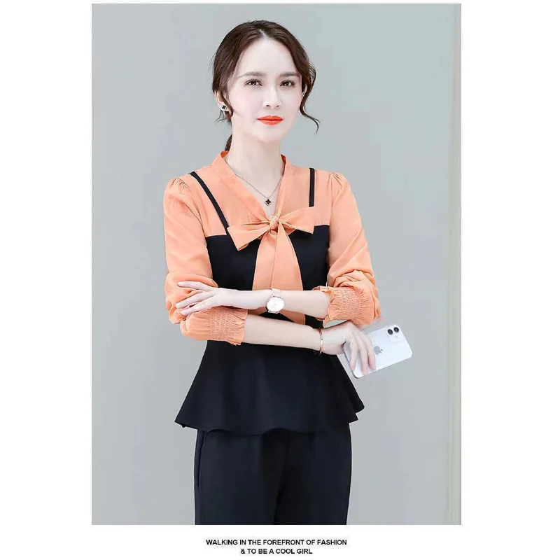 

New Fashion Women's Shirts Waist Slimming Fake Two-Piece Tops