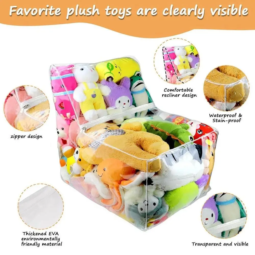 

High Quality Pvc Plush Toys Storage Waterproof Transparent Chair Cover High-Capacity with Zipper Storage Tool Kids