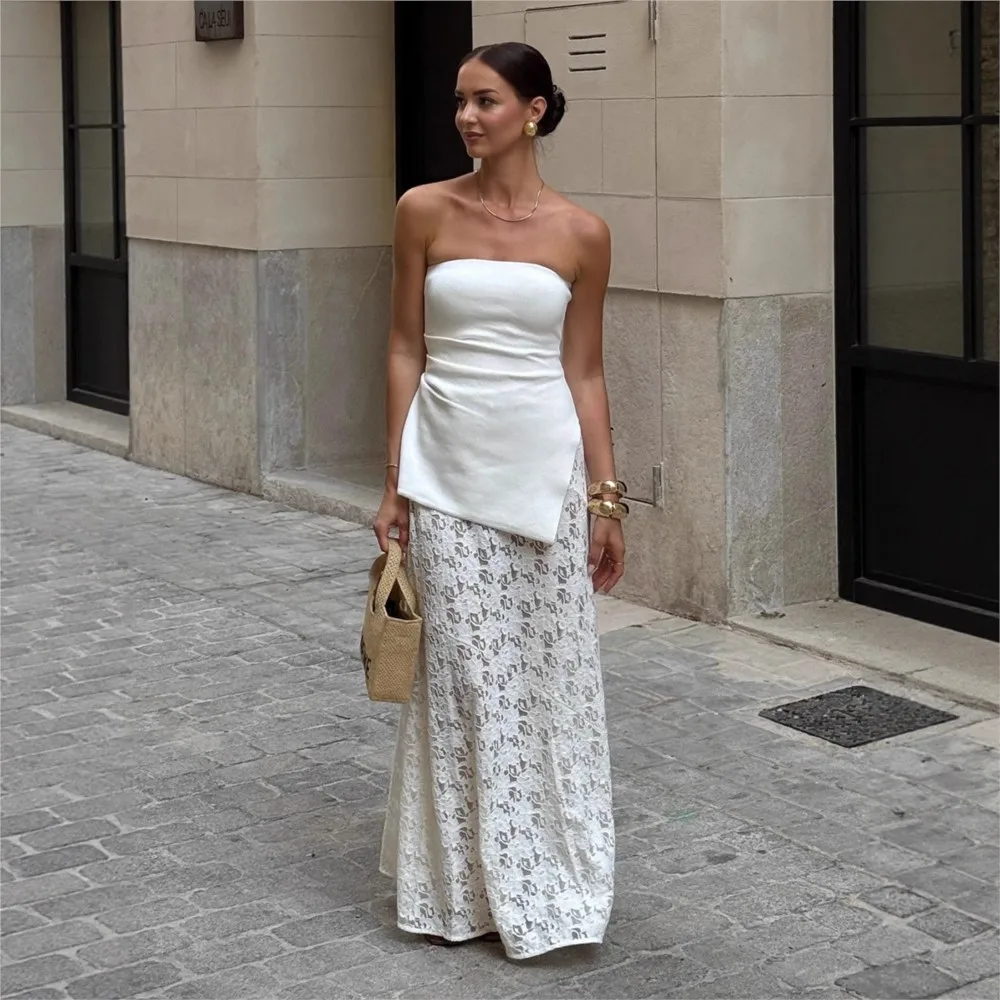Women's Clothing See-through Low-waist Skirt See Through Lace Hollow Out Solid Color Temperament Simple Style All-match Trendy