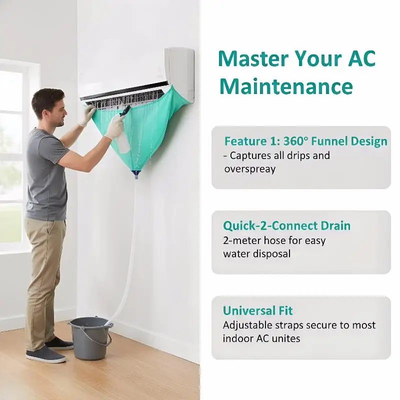 Air Conditioning Cleaning Kit Leak-proof Cover Full Set Of Air Conditioner Cleaner With Water Pipe Disassembly-free Clean Tools