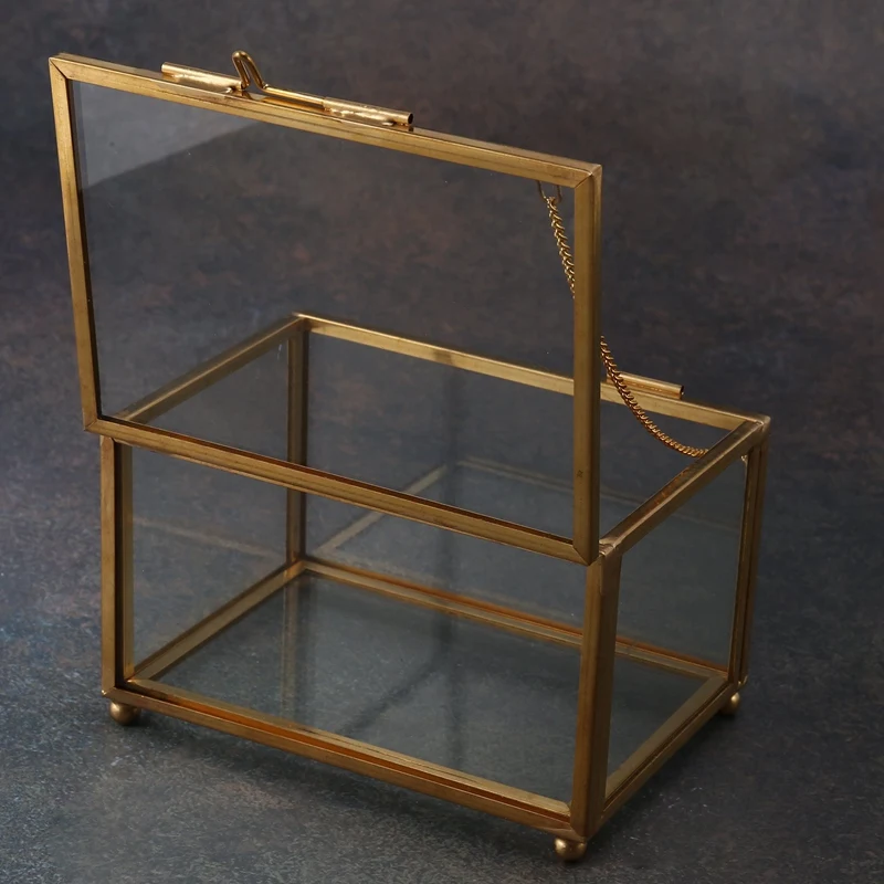 ABWR-แก้วเรขาคณิตสไตล์กล่องเครื่องประดับตารางคอนเทนเนอร์สําหรับแสดงเครื่องประดับ Keepsakes ตกแต่งบ้านพืชคอนเทนเนอร์เครื่องประดับ