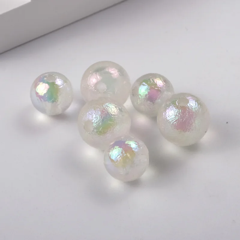 DIY Jewelry Findings 200pcs 14mm AB Colors Wrinkle Icy Round Gumball Bubblegum Acrylic Beads Fit Necklace Earring Bracelets