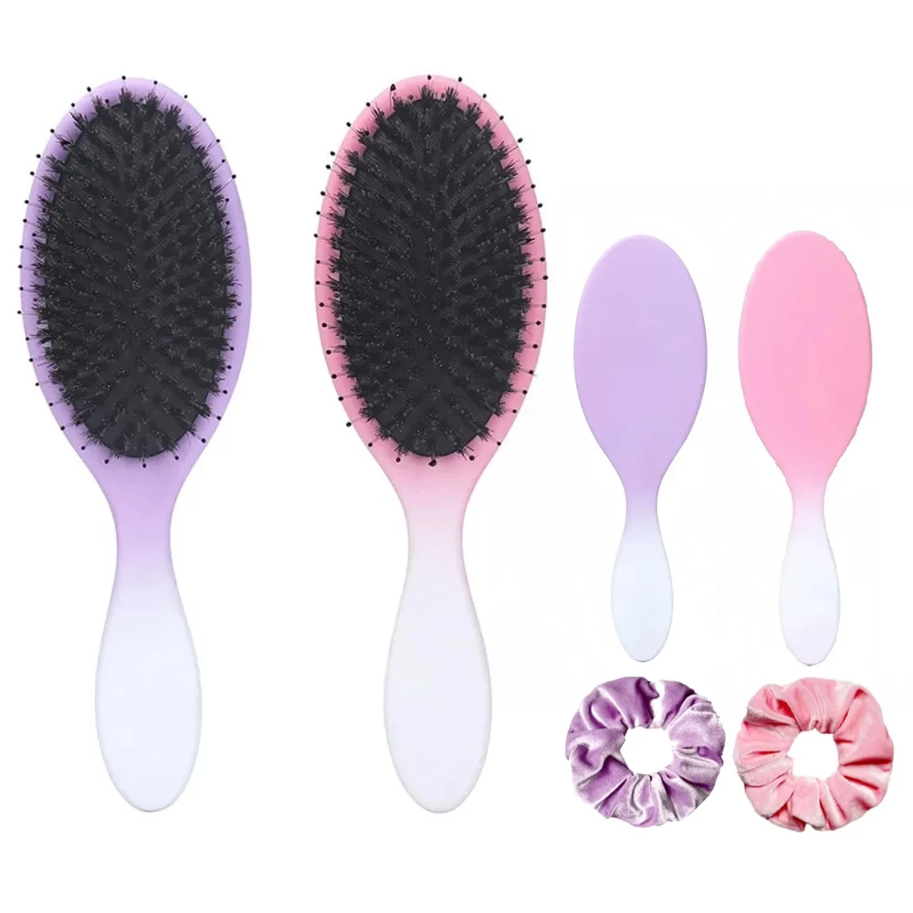 1PC Ovale Varkenshaar & Nylon Haar Kam Mini Antistatische Haar Hoofdhuid Massage Kam Haarborstel Salon haarverzorging Borstel Styling Tool