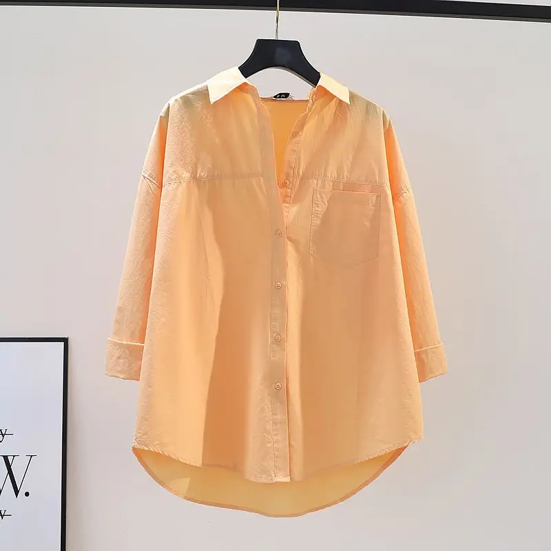 High quality 100% pure cotton long sleeved shirt for women's spring autumn loose Korean version versatile artistic high-end top