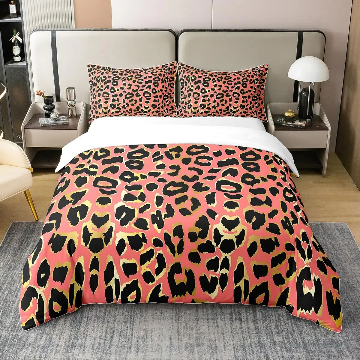 Tropical Comforter King Queen Size,Leopard Kids Comforter Set,3pcs Duvet Bedding Set 1 Comforter with 2 Pillowcases All Seasons