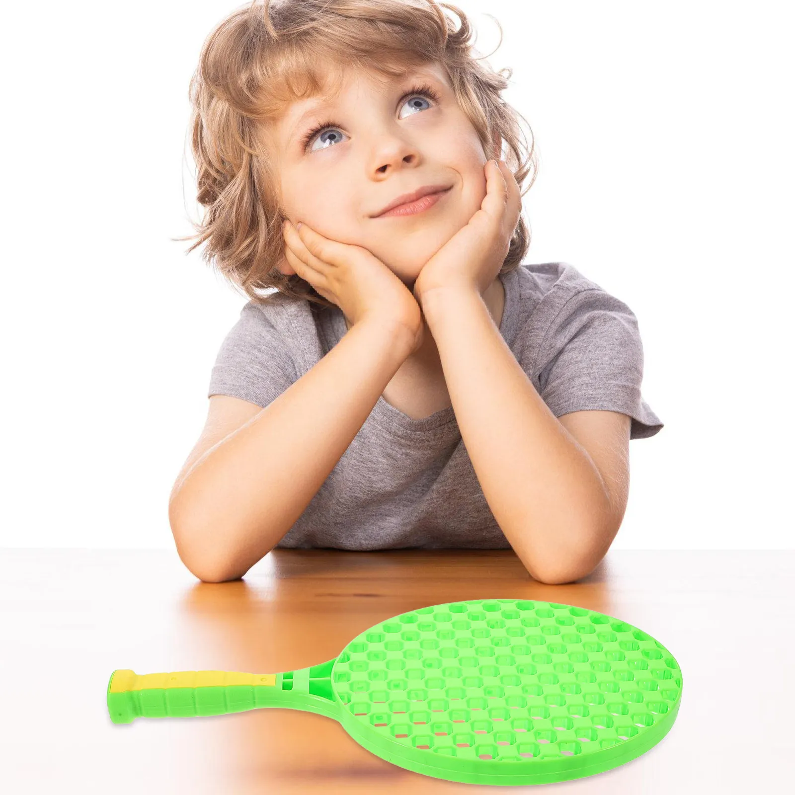 1Set Children Badminton Racket Set Soft Grip Handle for Young Players Ages 3-8 Includes Round Ball Shuttlecock Motor Skill