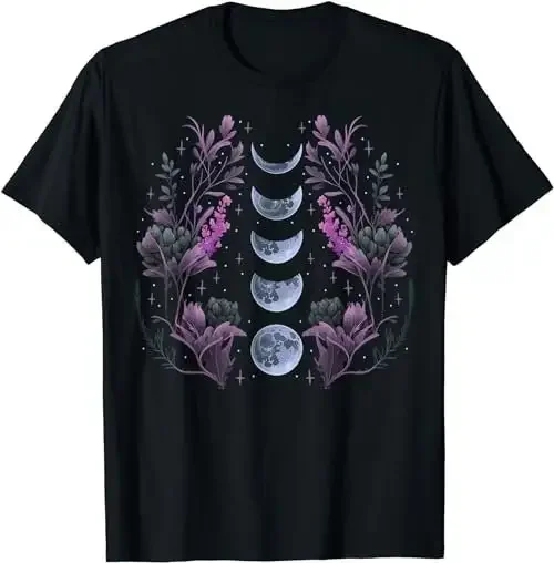 Celestial Moon Phase BOHO Wildflowers Zodiac Astronomy T Shirt SweaT 47988