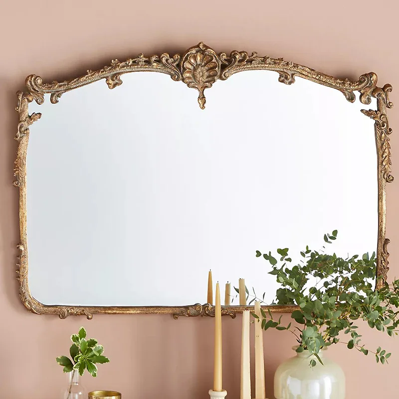 Light luxury three-dimensional carved full-body mirror Internet celebrity home bedroom living room cloakroom hand-carved wall-mo
