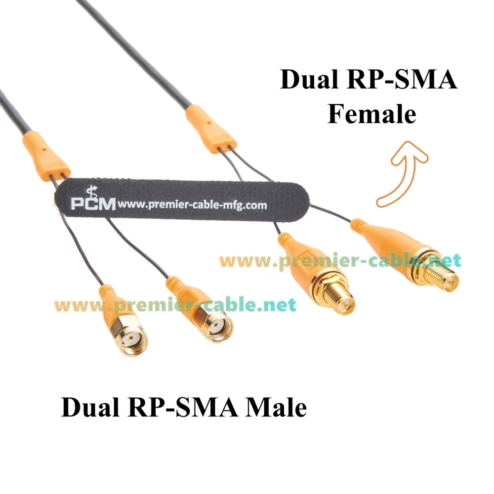 2-in-1 RP-SMA Stecker auf Buchse RF-Koaxialkabel für Panelmontage, 50 Ohm, 2x2 MIMO Antennenverlängerungskabel für GPS, SDR, WLAN-Router, 4G – Detail 3
