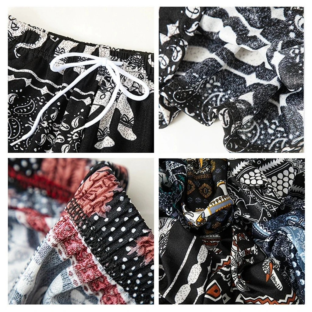 Thai Elephant Wide Leg Pants Women's Summer Thin, High Waist, Sagging, Straight Tube, Loose Casual pajamas Pants, 5-point pants