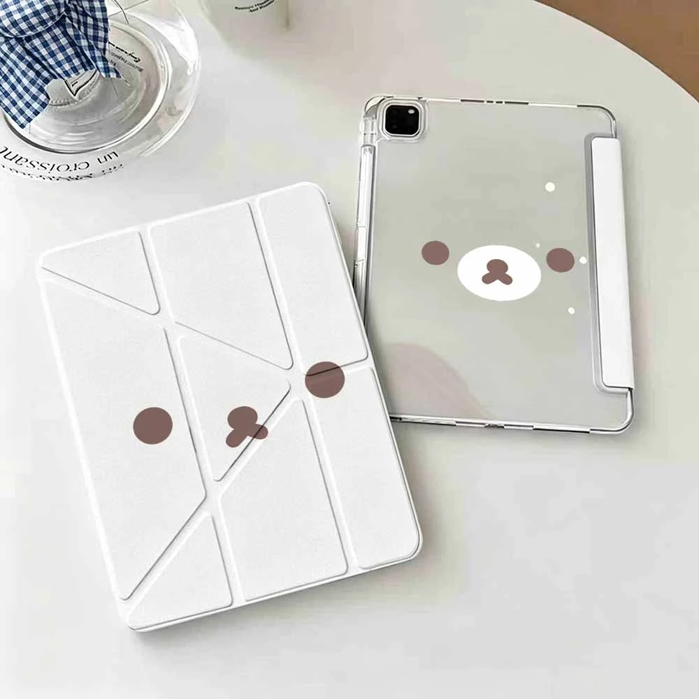 Cute Bear Face For iPad Pro 11 12.9 13 A16 M2 M4 M3 M5 Shell 9.7 10.2 5/6/7/8/9/10/11th Mini Air 3 4 5 6 Cover