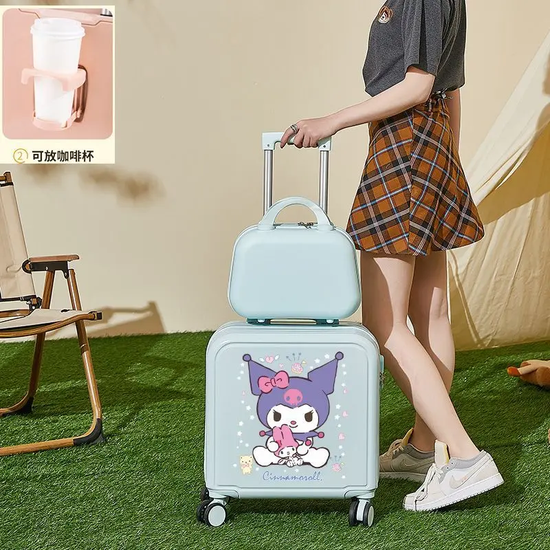 

Cinnamoroll Kuromi Anime Kawaii Sanrio Luggage 20Inch Boarding Box Cute My Melody Cartoon Mini Combination Trolley Case Kids Toy