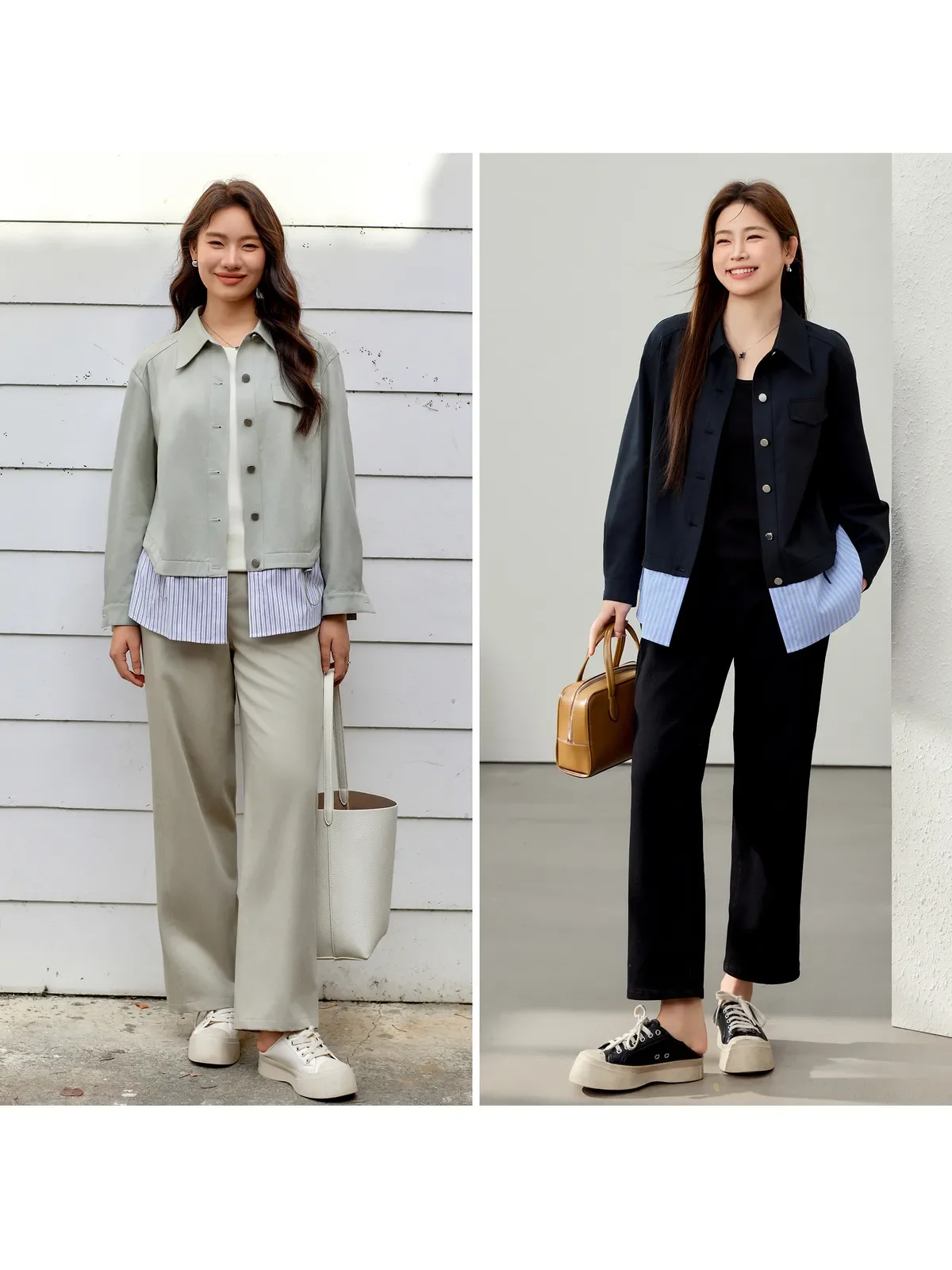 Temperatura e luce Stile professionale Design Sense Splicing Giacca Laiser Donna Autunno Inverno Nuovo