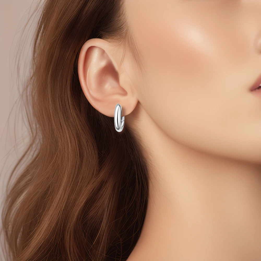 Simple 925 Silver Circle Hoop Earrings Girl Rose Gold & Gold Color Elegant Office Style Classic Earrings Accessories