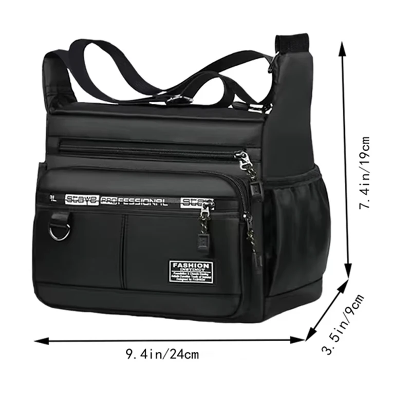 Men's multi-pocket crossbody bag with adjustable shoulder strap, large capacity business shoulder bag, available in 4 colors