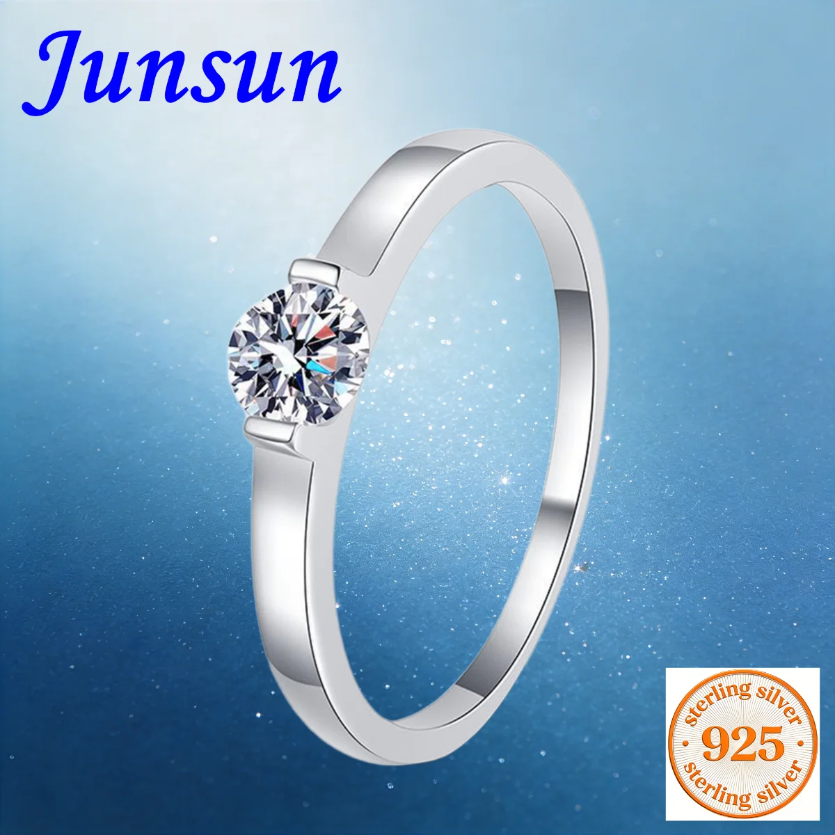 Кольцо Junsun из чистого серебра S925 с муассанитом 0.5 карата, простой и элегантный дизайн, персонализированный дизайн с вырезом, узкая оправа