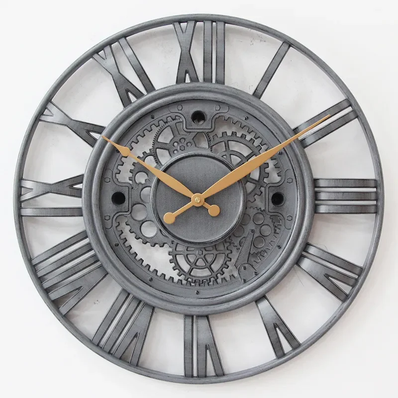 20 Inch Large Plastic Gear Wall Clock Silent Round Industrial Decorative Antique Nordic American Style Living Room Hour Clock