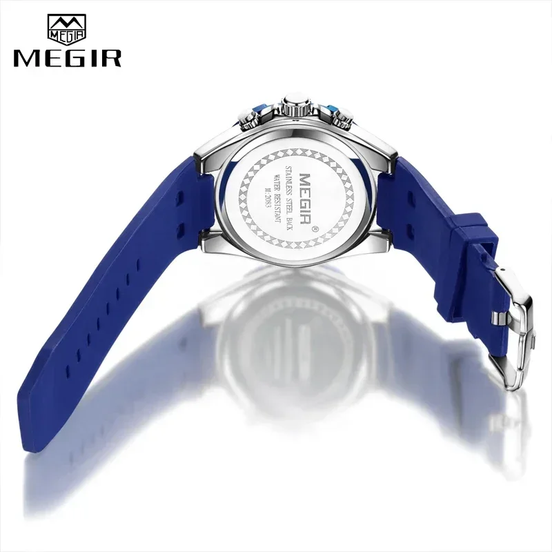 MEGIR Chronograph Sport Männer Uhr Wasserdichte Silikon Quarz Uhren Männer Uhr Stunde Armee Militär Armbanduhren Relogio Masculino