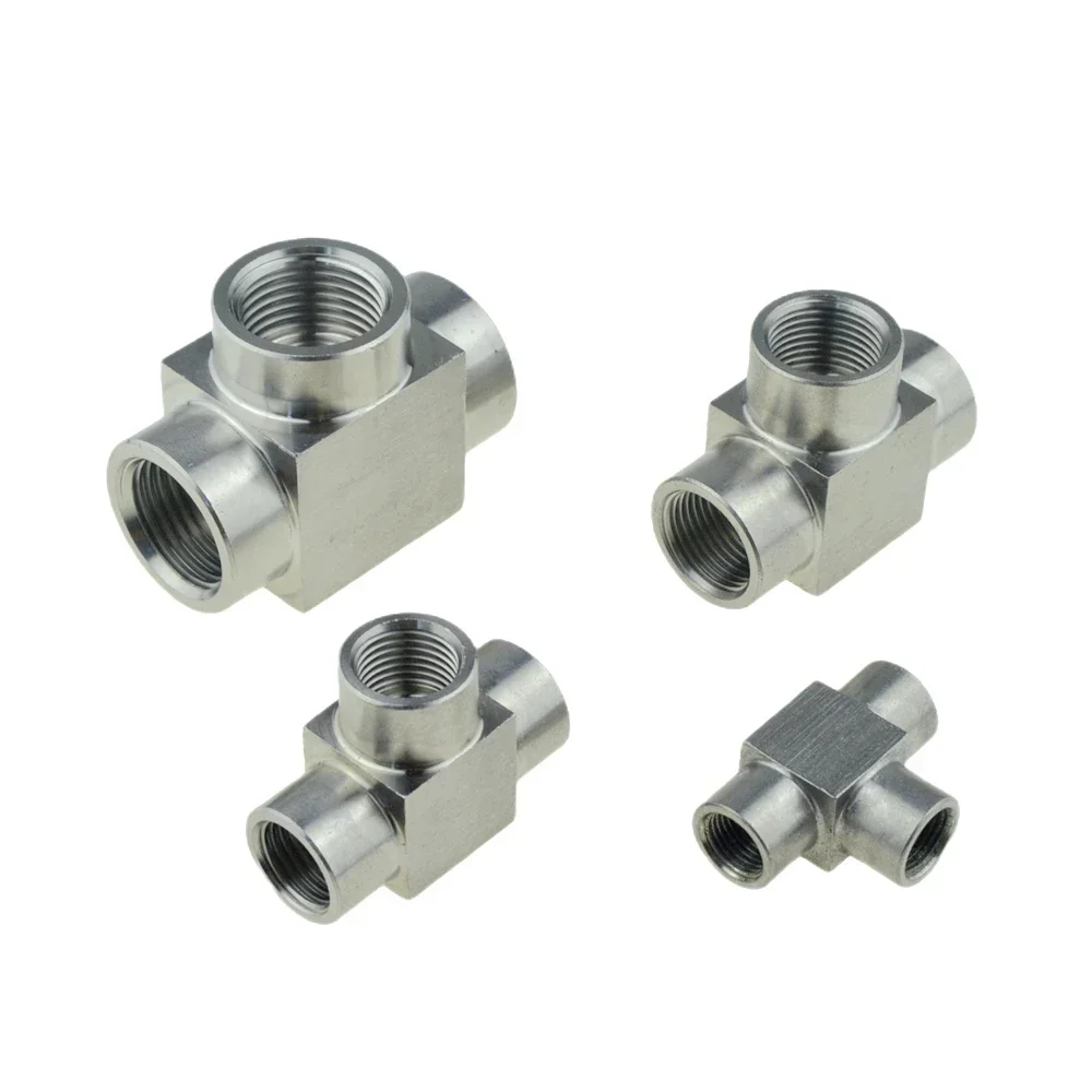 304 Stainless Steel Pipe Fitting Tee Elbow 4 Way 1/8 1/4 3/8 1/2 Female Male Thread High Pressure Air Adapter Coupler Connector