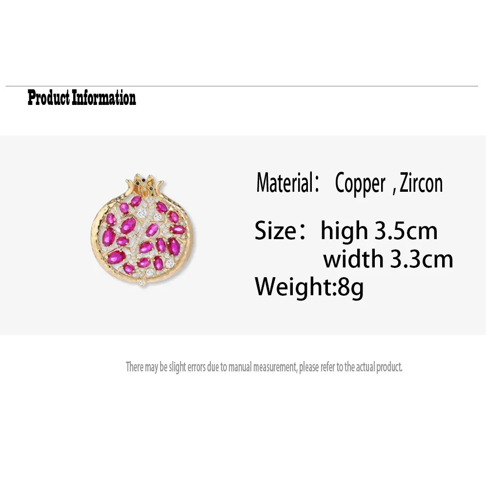 Lovely Purple Pomegranate Brooch Rhinestones Fruit Pins for Girls Women Party Clothing Suit Coat Scarf Accessories Jewelry Gifts