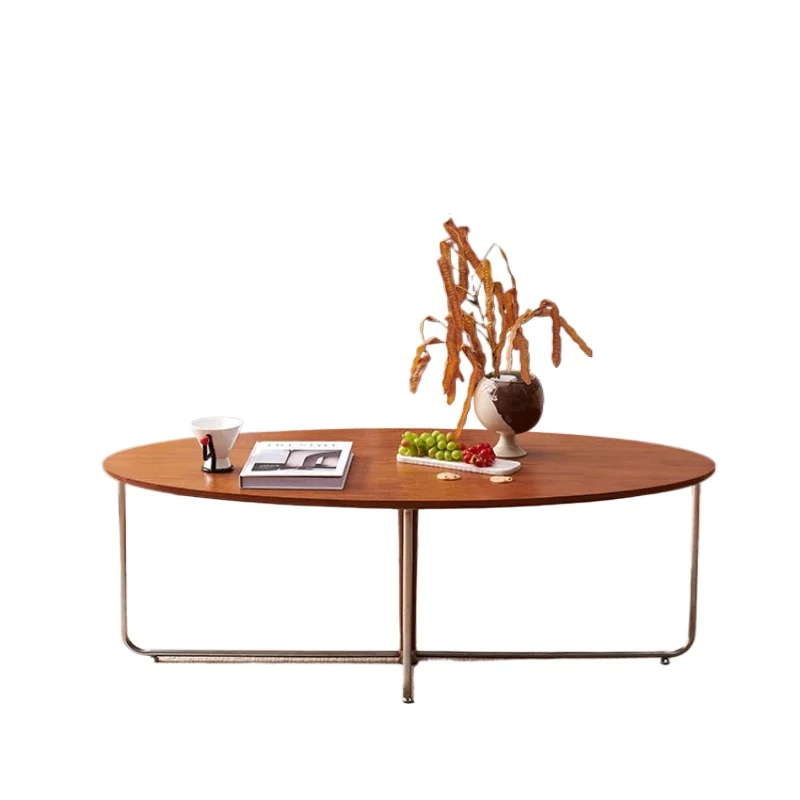

Medieval solid wood oval small apartment family coffee table, designer living room minimalist small coffee table