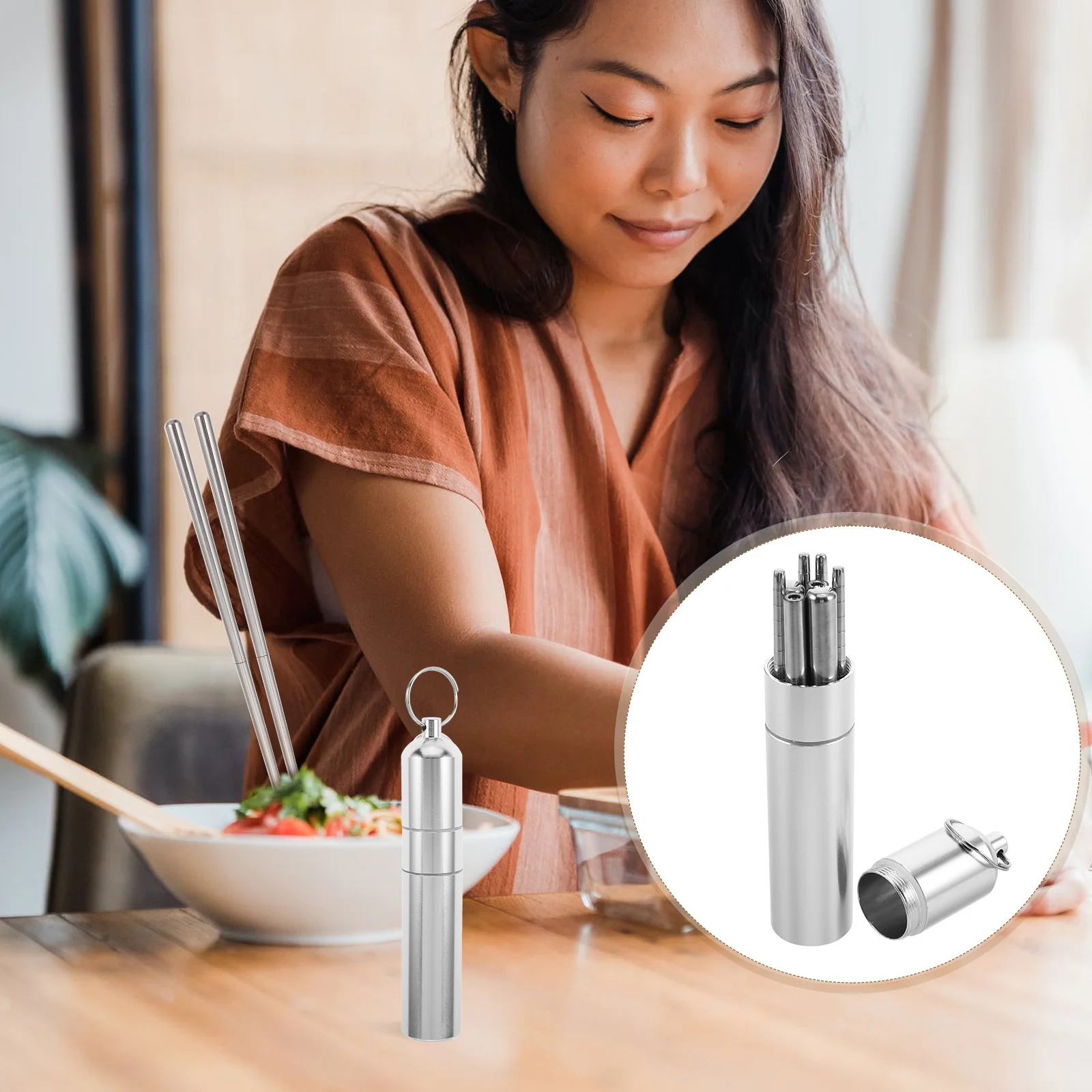 

Folding Chopsticks Set Portable Stainless Steel Reusable Utensils For Travel Camping Hiking Lightweight Cutlery With Case