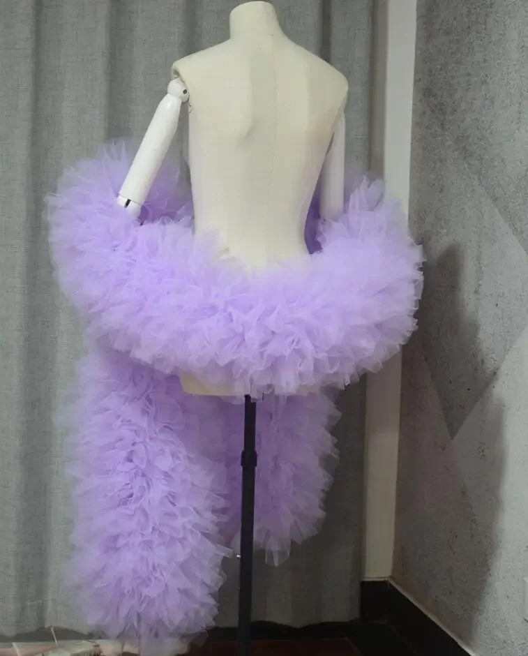 Tule Boa Ruffle Xaile Envoltório, Capa De Palco, Festa De Baile, Clube, Nupcial, Cor Personalizada, Acessórios De Casamento, Moda