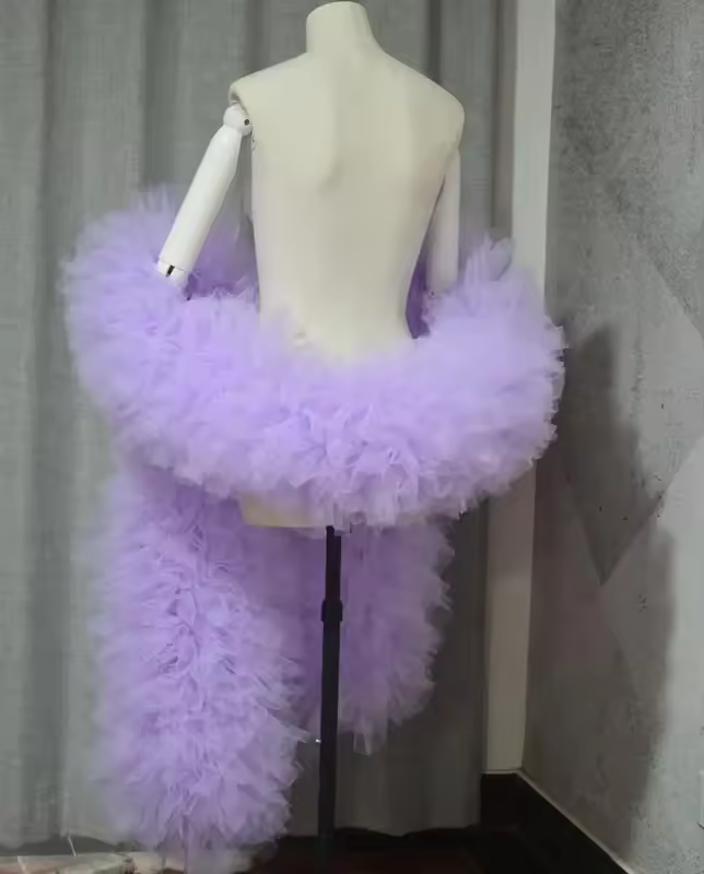 Fashion Stage ball party Club bridal Tulle Boa Ruffle shawl wrap Custom color wedding accessories cape - Image 2