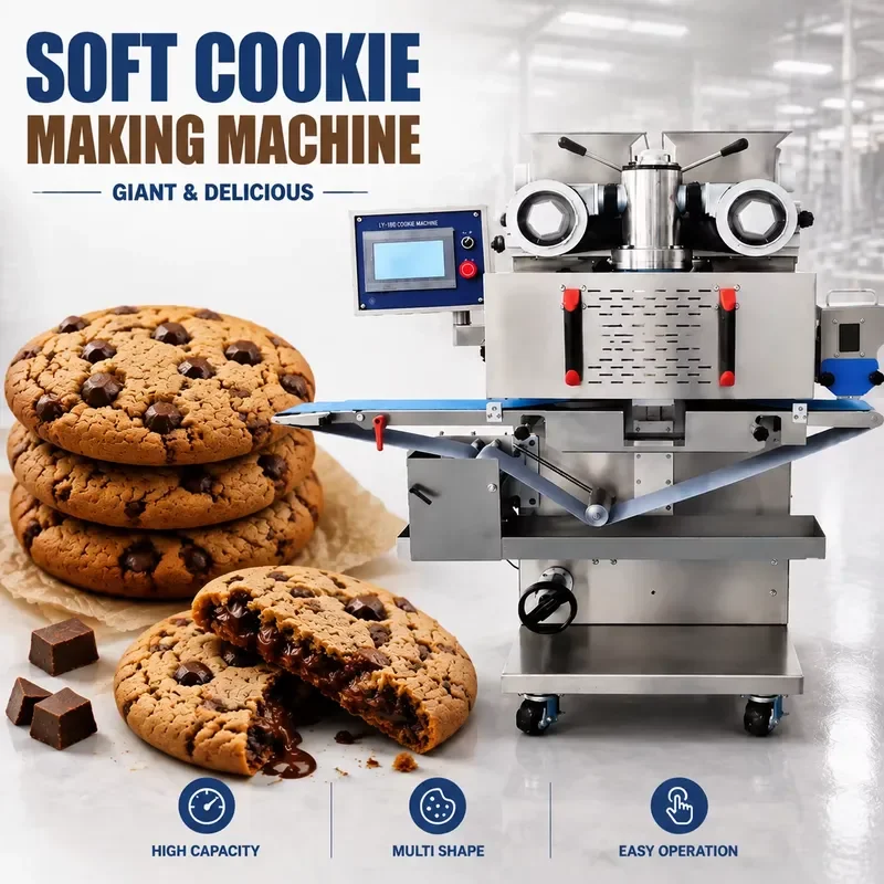 High Output Industrial Giant Soft Cookie Making Machine Fully Automatic Chocolate Chip Cookie Production Line for Bakeries