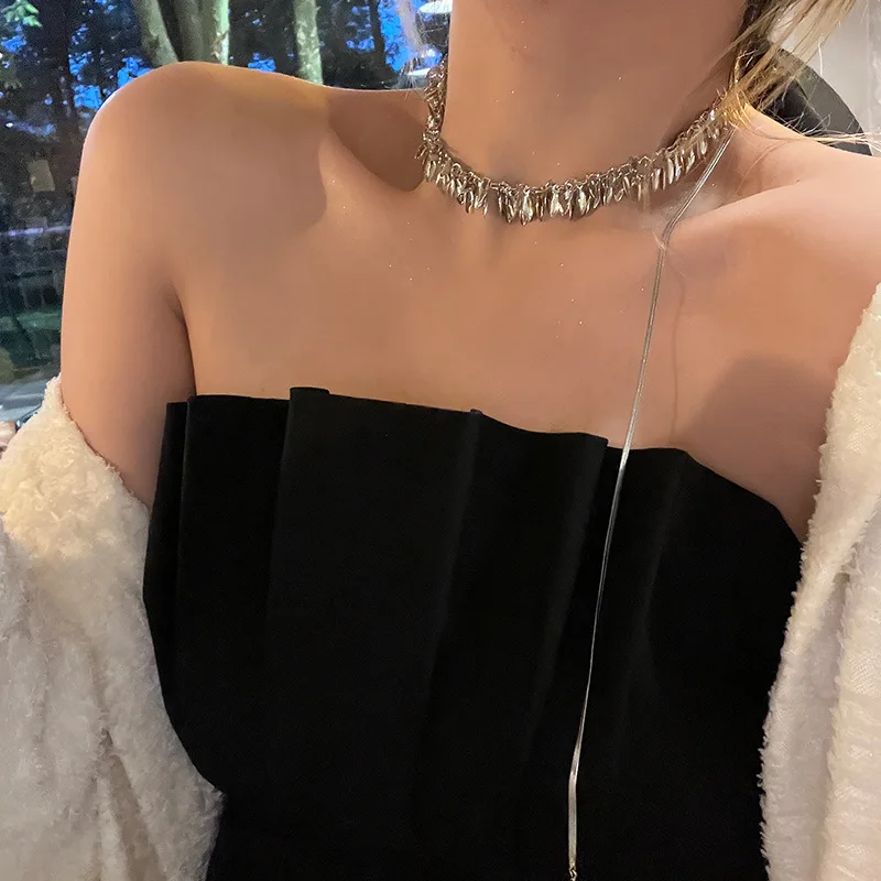 

Fashion Wheat Sequins Chain Choker Necklace for Women Long Tassel Chocker Collar Party Jewelry Gift Neck Accessories