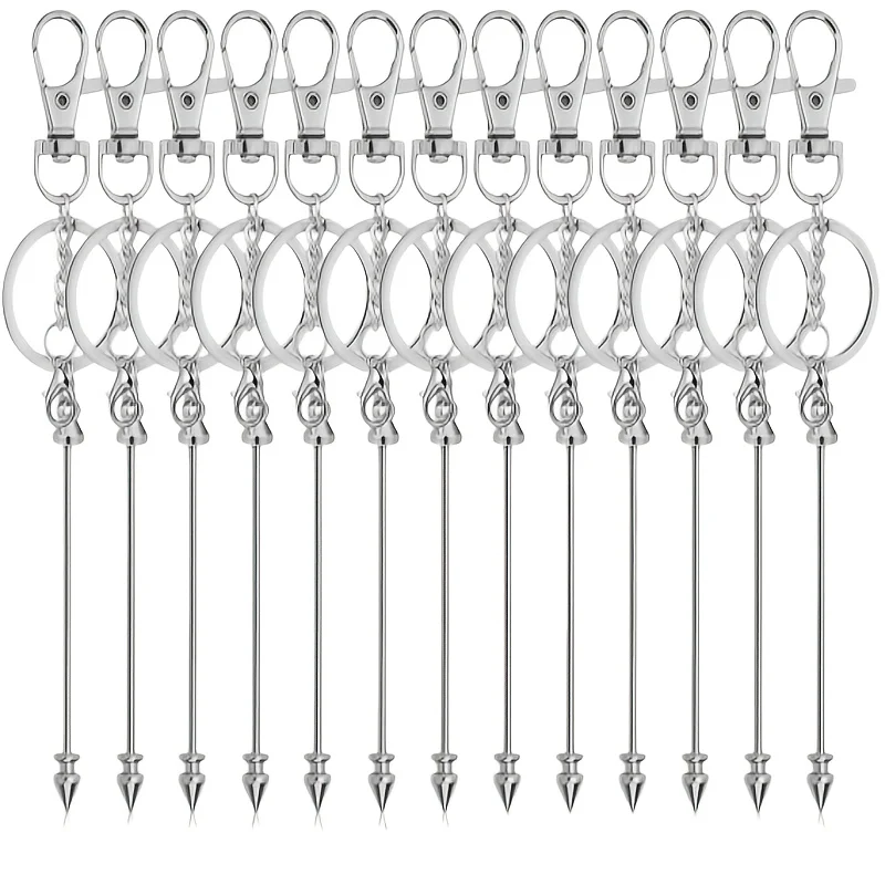 Elegant 13pcs Minimalist Blank Keychain Rods DIY Beading Jewelry Making Supplies Handmade Accessories Gifts High Aesthetic Value view 2