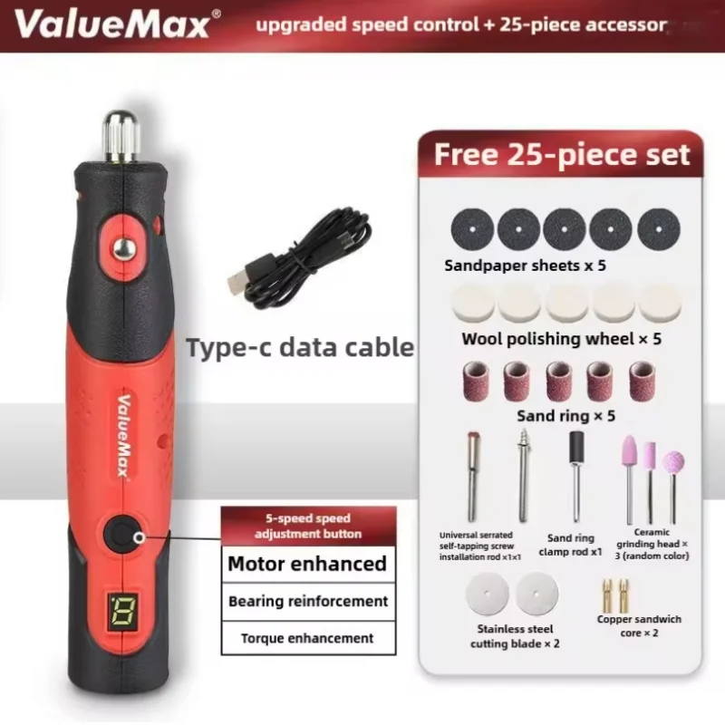 

Cordless Electric Mini Grinder Engraver Pen Set 5000-10000-15000r Engraving Grinding Machine Polisher Drill Kit for Detail Work