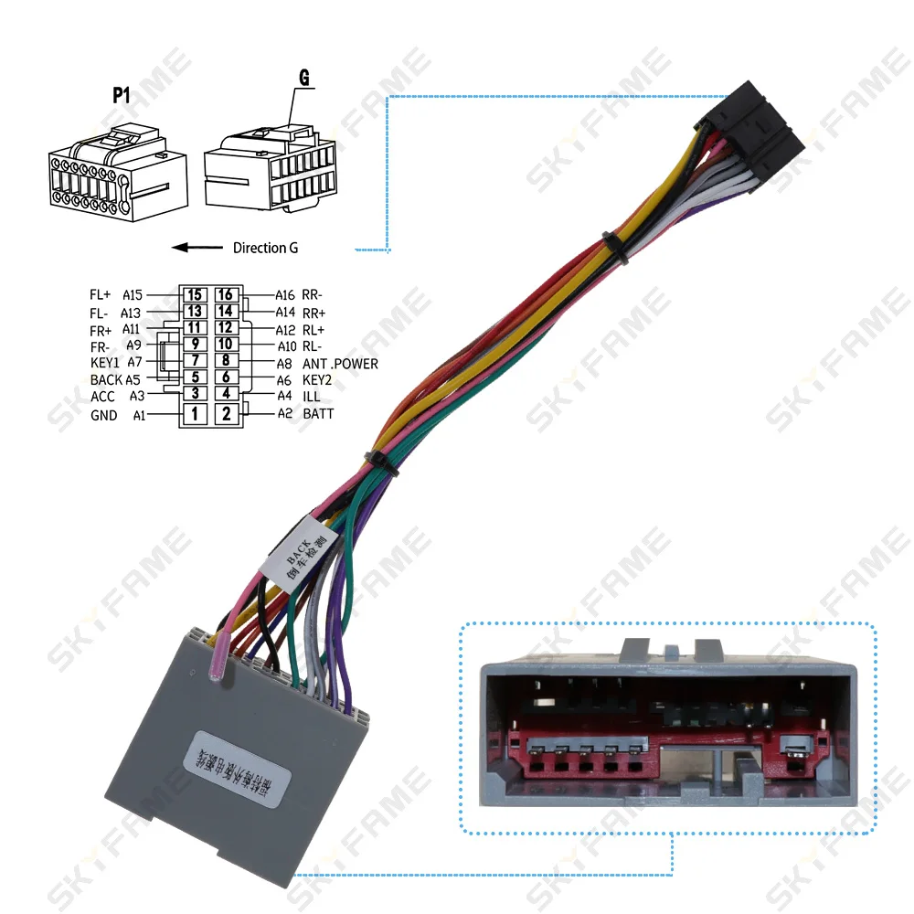 SKYFAME – faisceau de câbles stéréo pour voiture, 16 broches, câble d'alimentation pour Radio Android, pour Ford Explorer Expedition Chevrolet Trailblazer