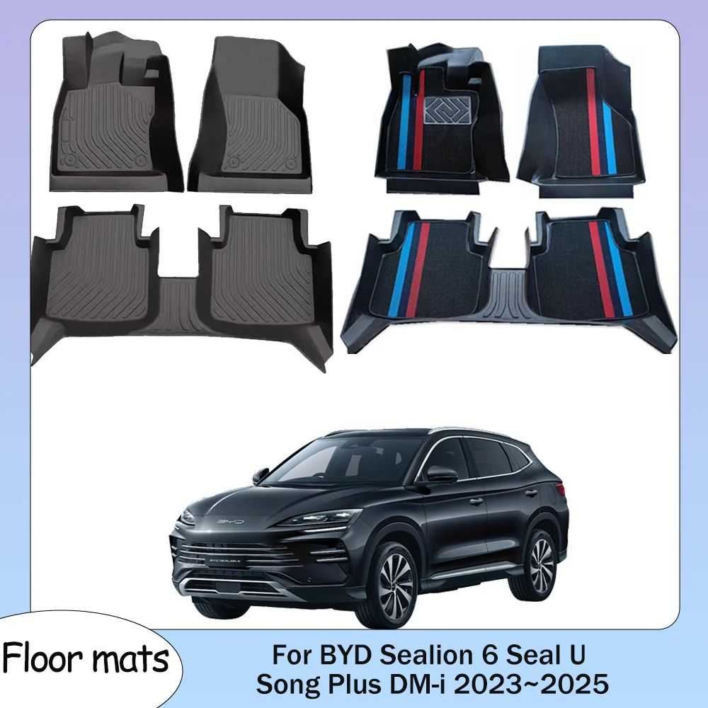 

Для BYD Sealion 6 Seal U Song Plus DM-i 2023 ~ 2025 2024 Автомобильные коврики из ТПЭ с левым рулем Водонепроницаемые ковры Аксессуары для защиты салона