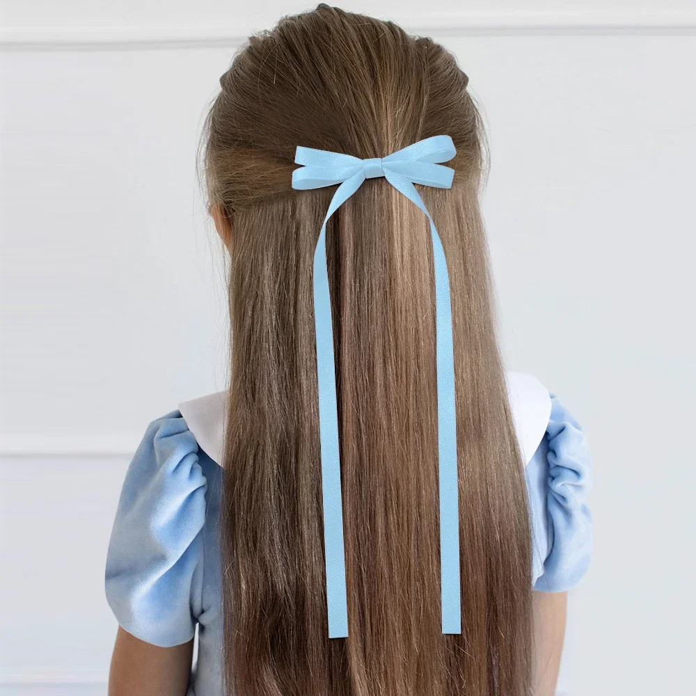 Pince à cheveux à long pompon pour femme, nœud de ruban mignon, bande de sauna, accessoires pour cheveux, fête de filles, pinces latérales, vente en