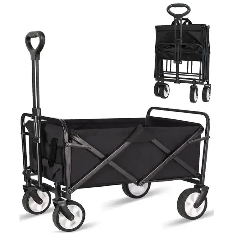 

Folding Camping Cart Trolley Storage Wagon Heavy Duty Multi Use Functional Collapsible Carts Foldable 4 Wheel Garden Cart