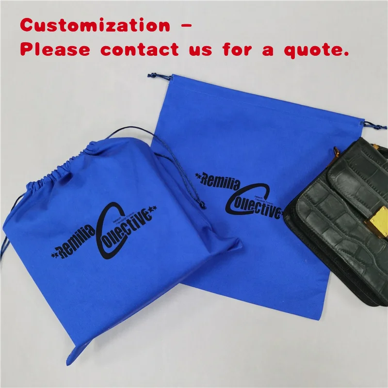 custom.Rhine Blue Thick Cotton Fabric Striped Twill Muslin Drawstring Dust Bag Handbags and Shoes Recyclable Custom Size