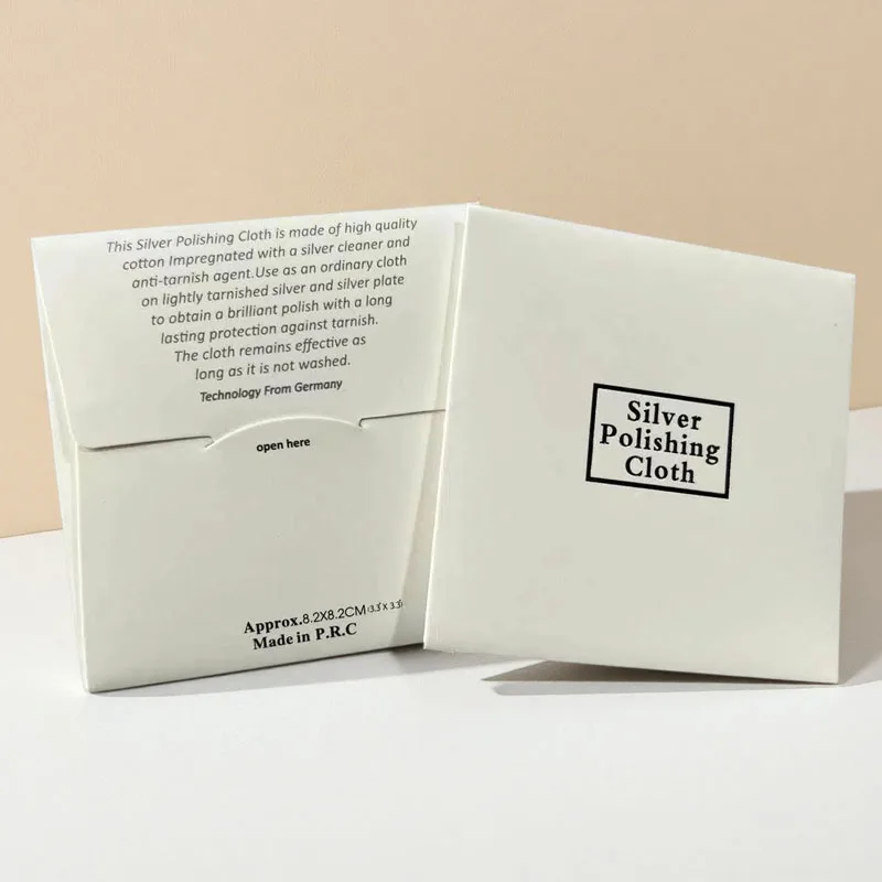 100 Pieces White Envelope Cases with 8x8cm Double Suede Anti-Tarnish Silver Polishing Cloth Individual Packaged Custom Logo