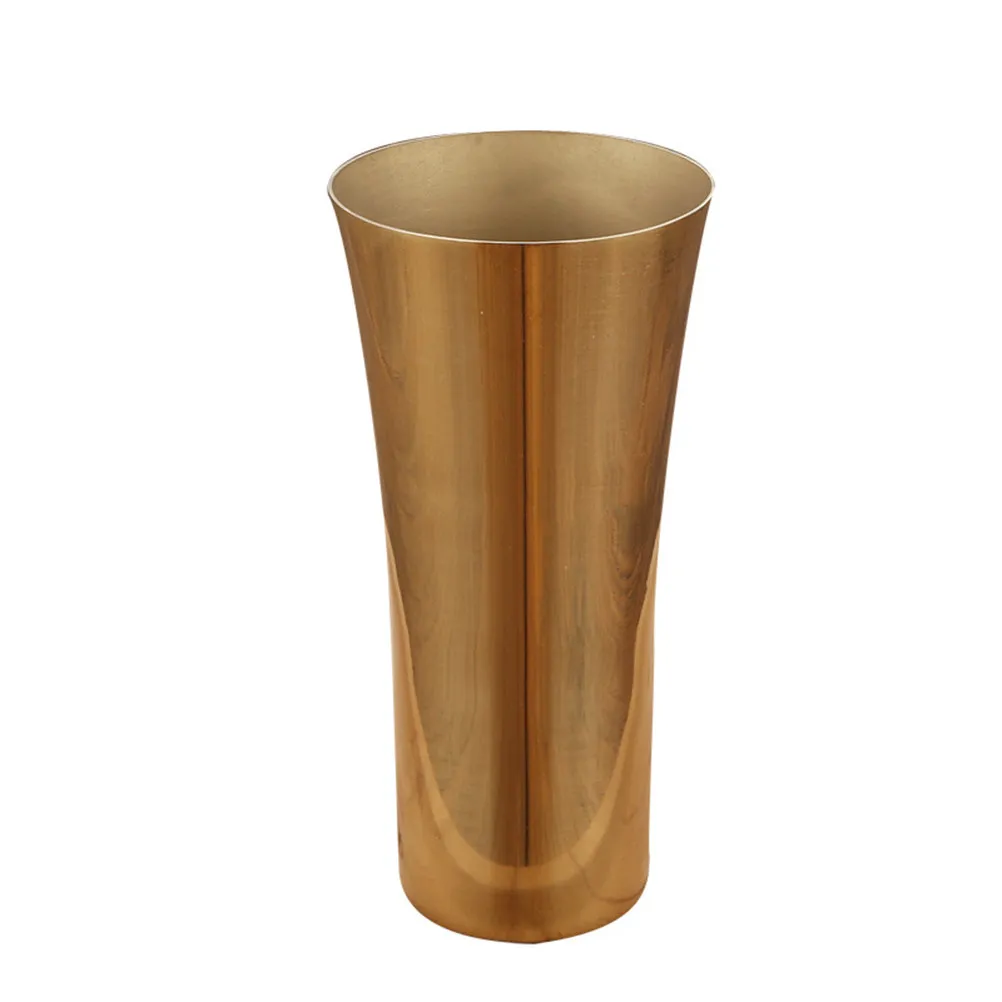 Golden 304 Stainless Steel Vase Smooth Rounded Edge Rust Resistant Shiny Surface Elegant Grip Design Decorative Flower Vase