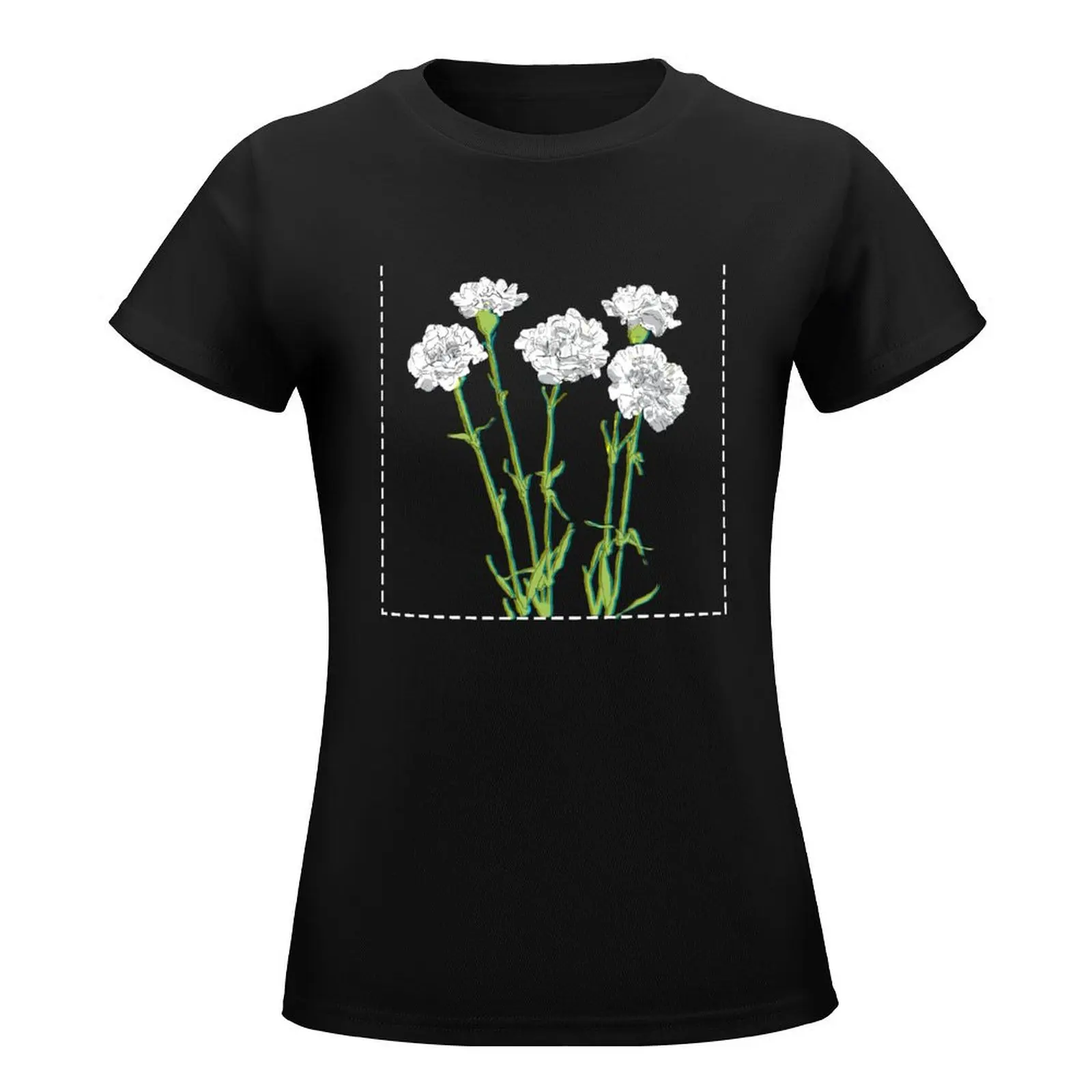 White Carnation white background T-Shirt anime clothes aesthetic clothes funny luxury designer clothing Women