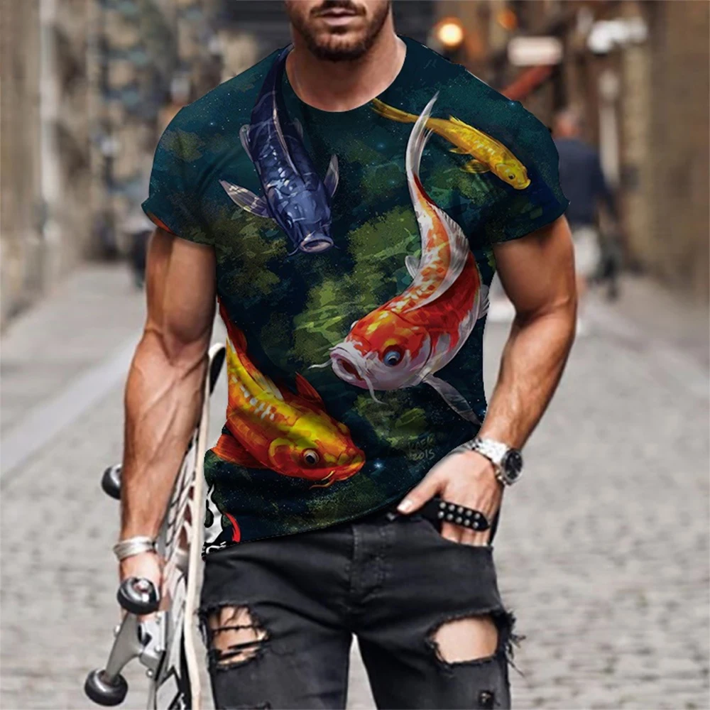 

Летняя модная хит продаж Lucky Koi 3D печатная персонализированная повседневная рубашка Lucky с короткими рукавами