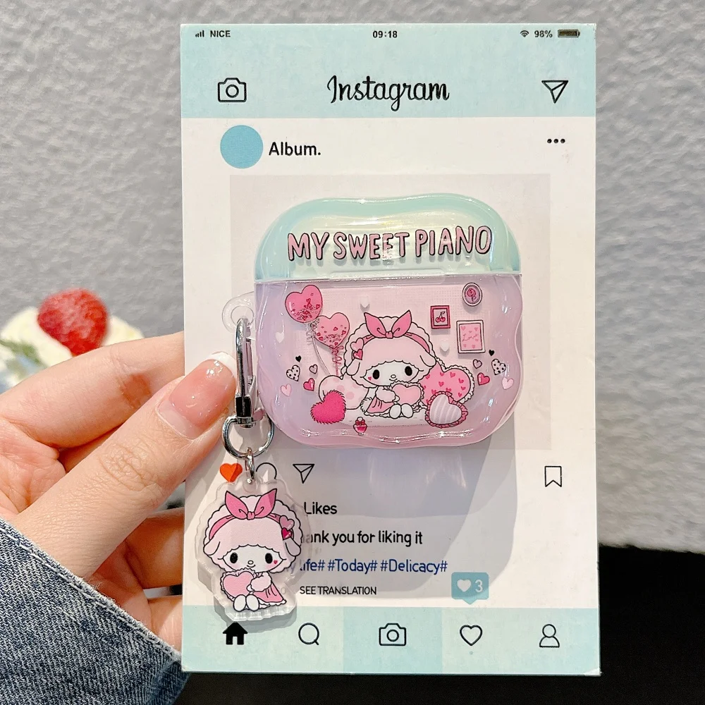 Casing Earphone My Melody Domba Merah Muda Mewah untuk Apple Airpods Pro 3 4 Pro 2 Headset Bluetooth Nirkabel Sampul Silikon