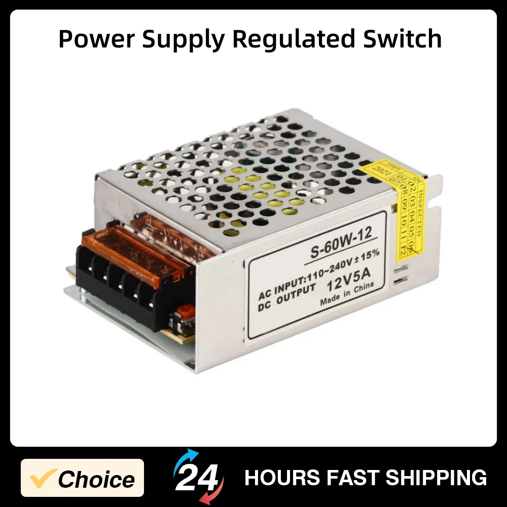 Fuente de alimentación de 60W, interruptor regulado, 5A, 12V, convertidor de voltaje CA/CC, fuente de alimentación regulada para interruptor de fuente de alimentación LED